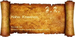 Hahn Kemenes névjegykártya